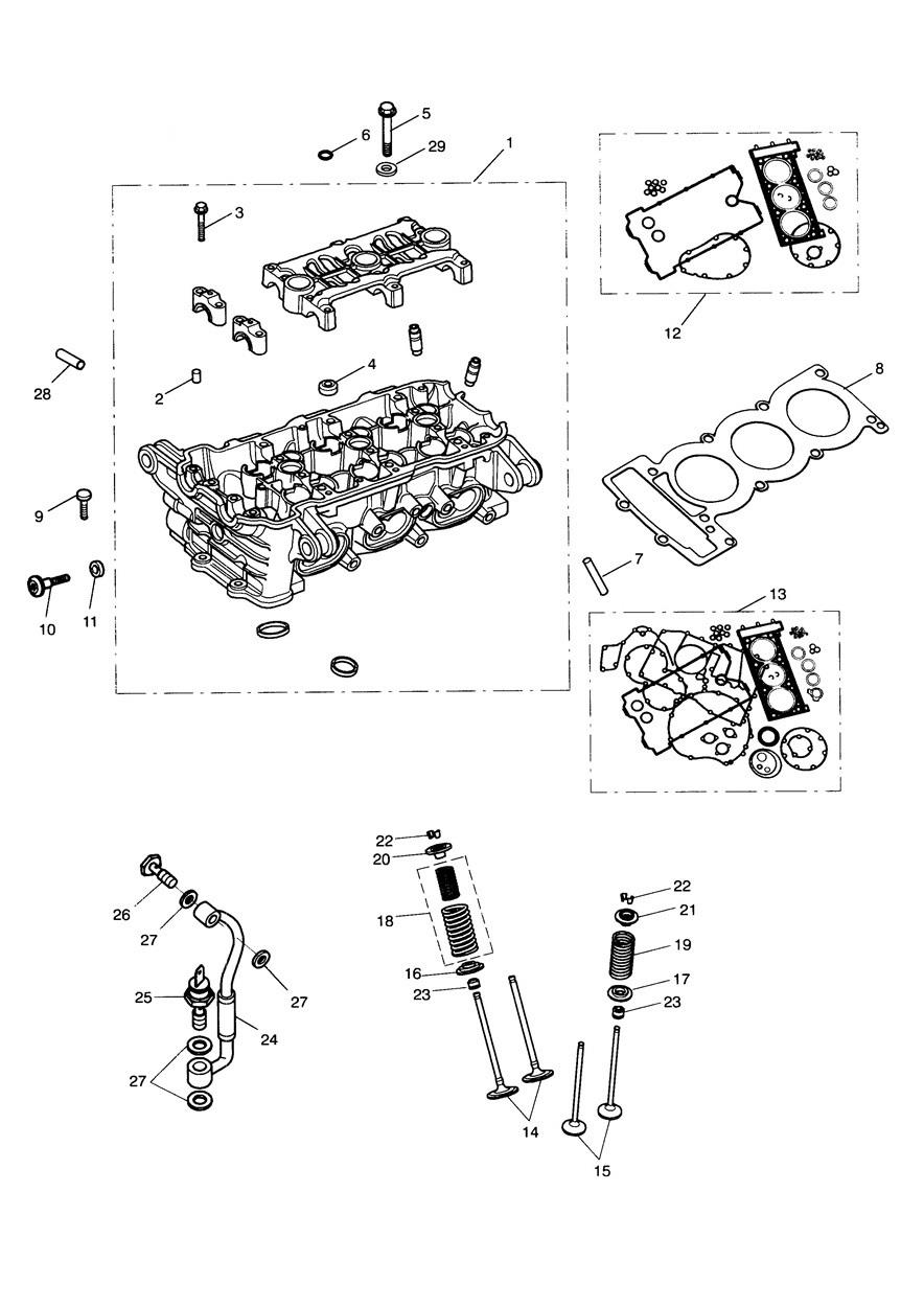 Cylinder Head and Valves exploded diagram