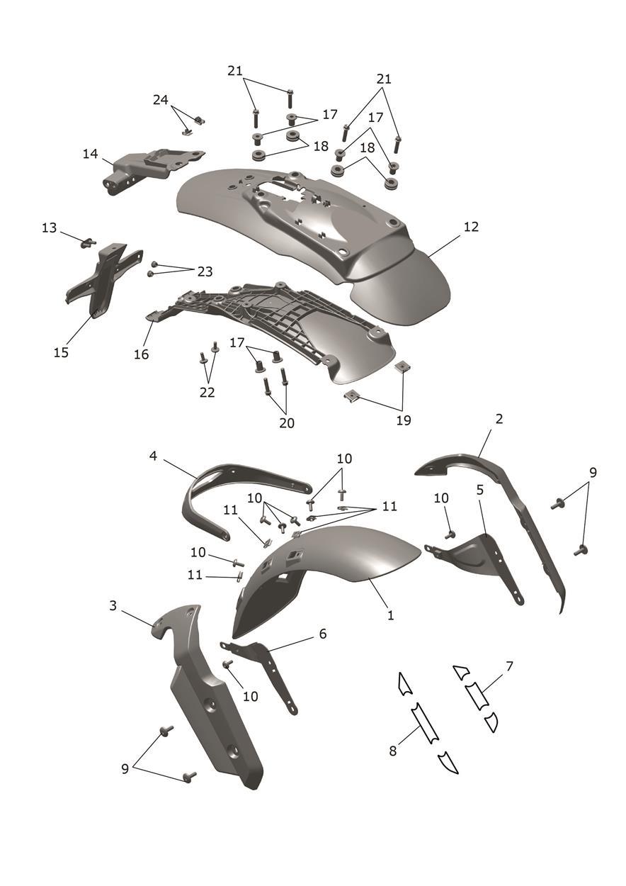 Mudguards exploded diagram