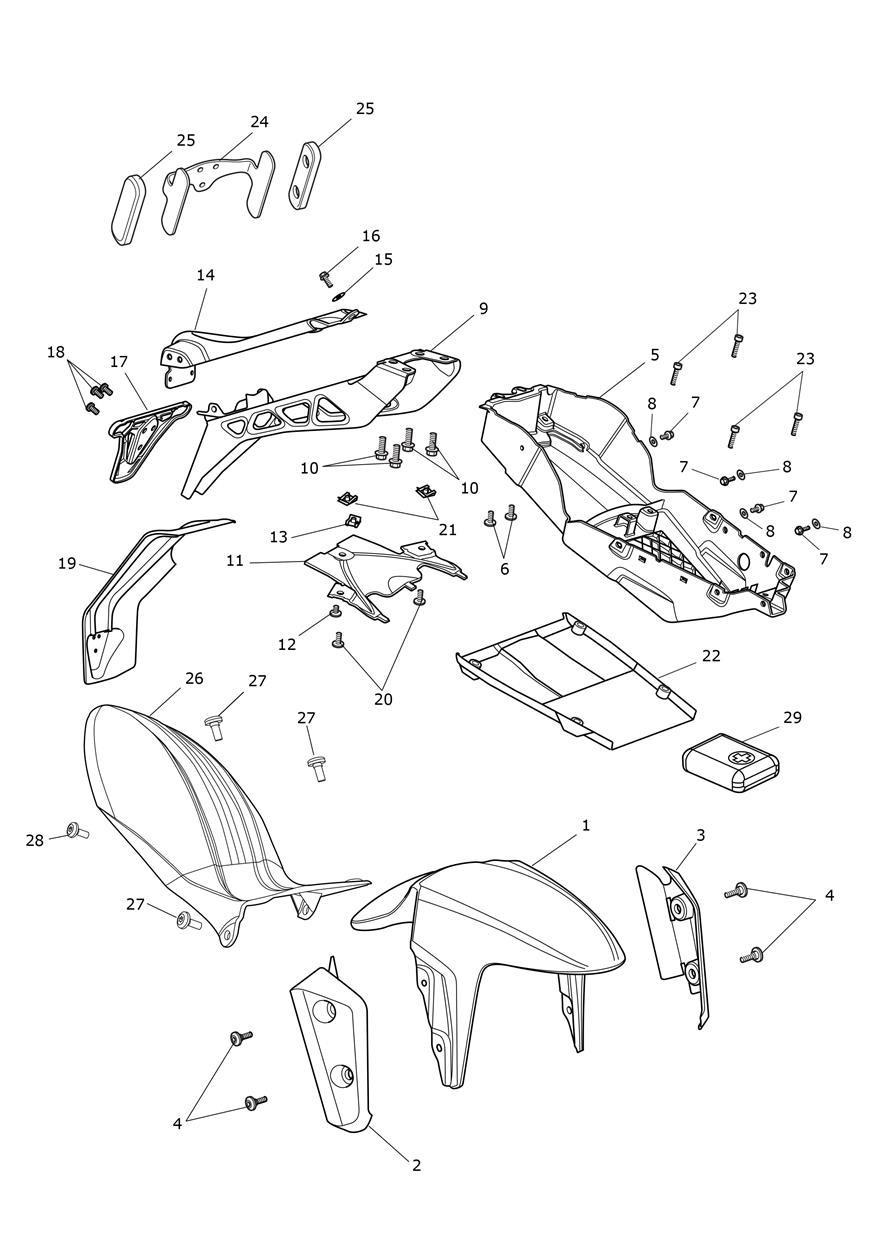 Mudguards exploded diagram