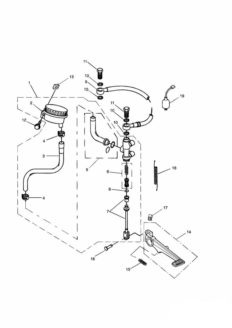 Rear Brake Master Cylinder exploded diagram