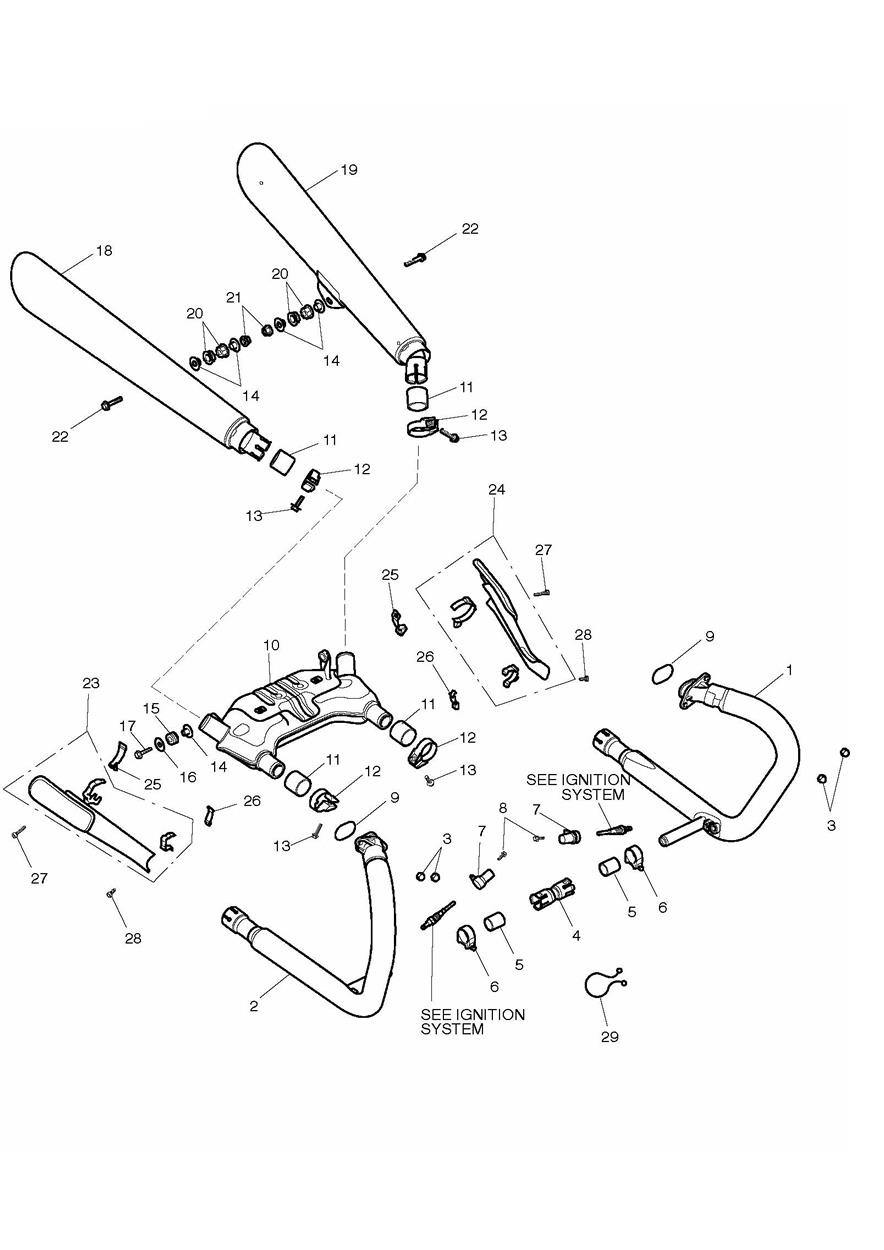Exhaust System - UK, GR, IN, DE, ES, FR, IT, NL, PT & SE exploded diagram