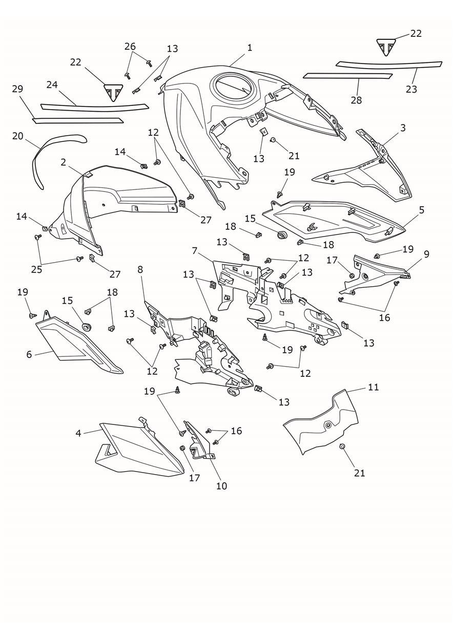 Fuel Tank Bodywork exploded diagram
