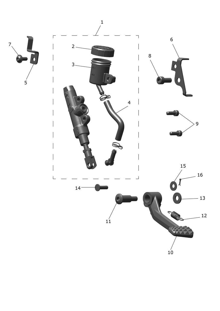 Rear Master Cylinder exploded diagram