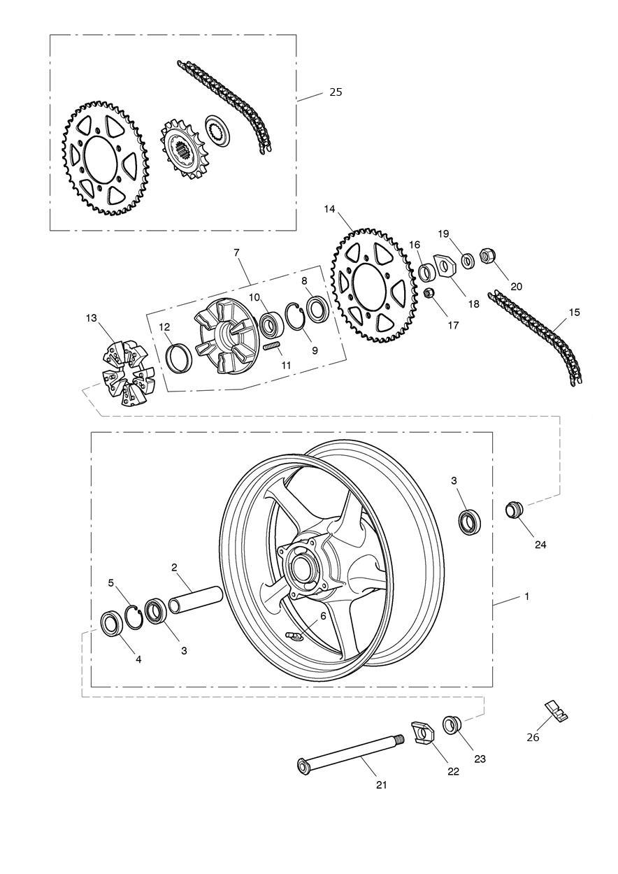 Rear Wheel & Final Drive exploded diagram