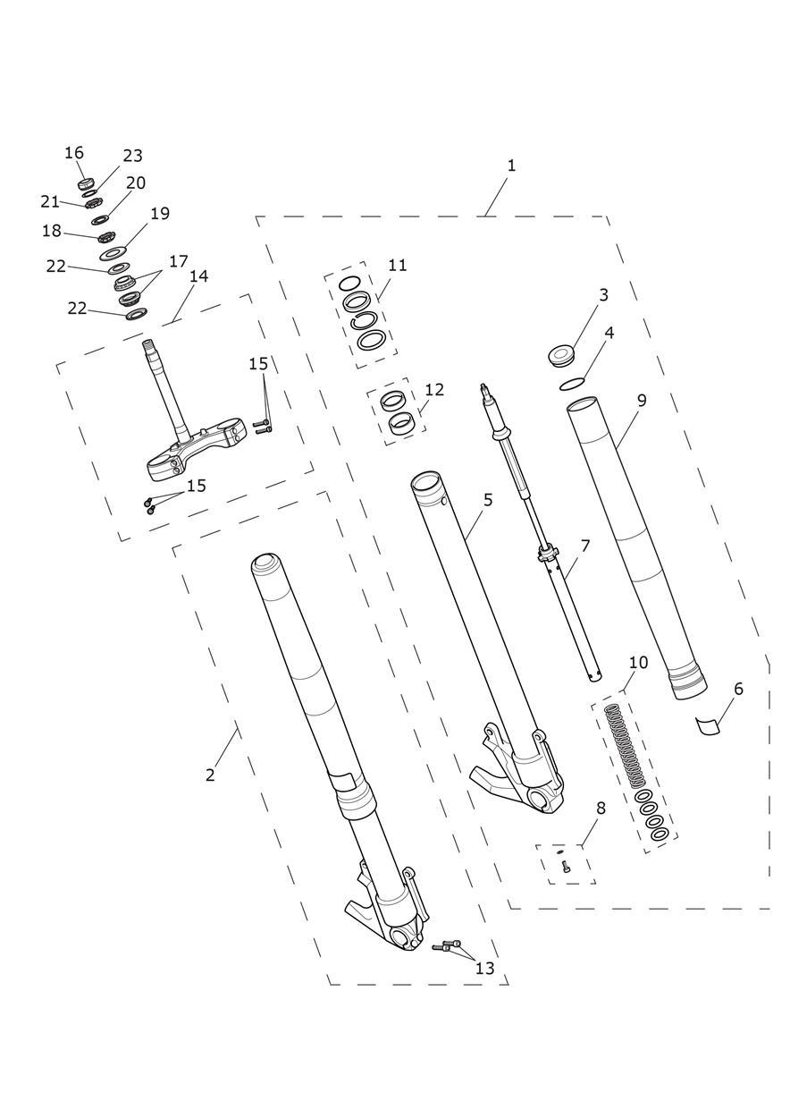 Front Forks & Yokes exploded diagram