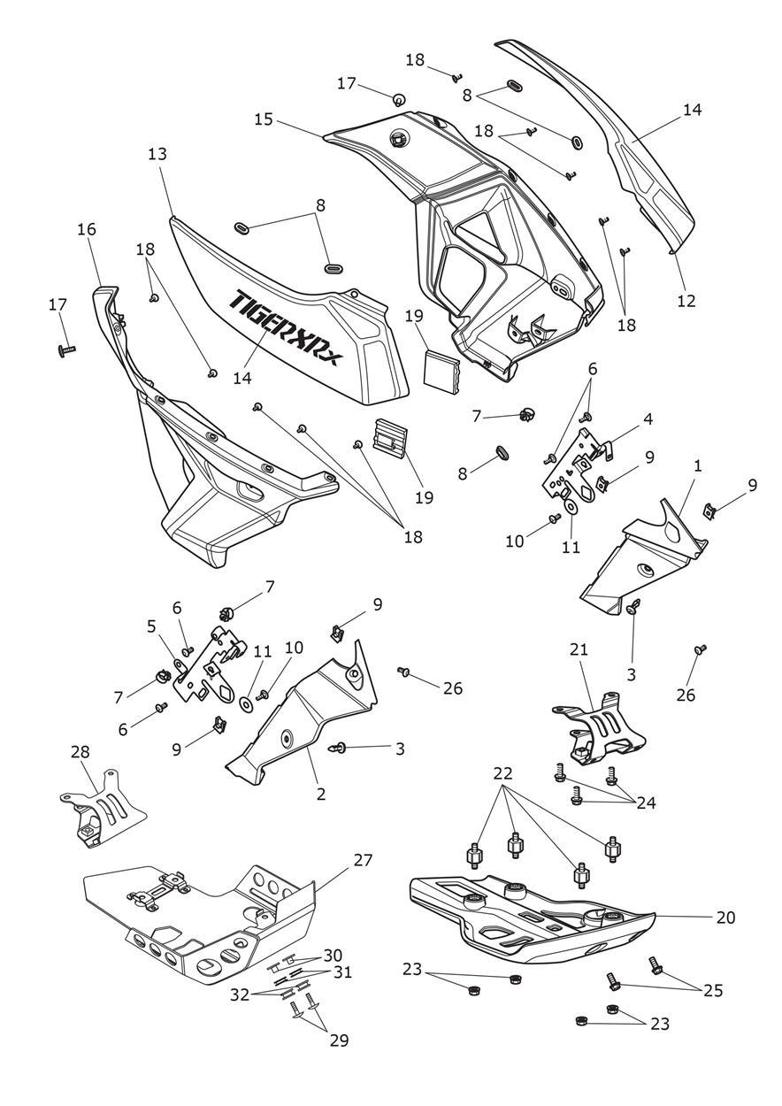 Fairings & Sumpguard exploded diagram