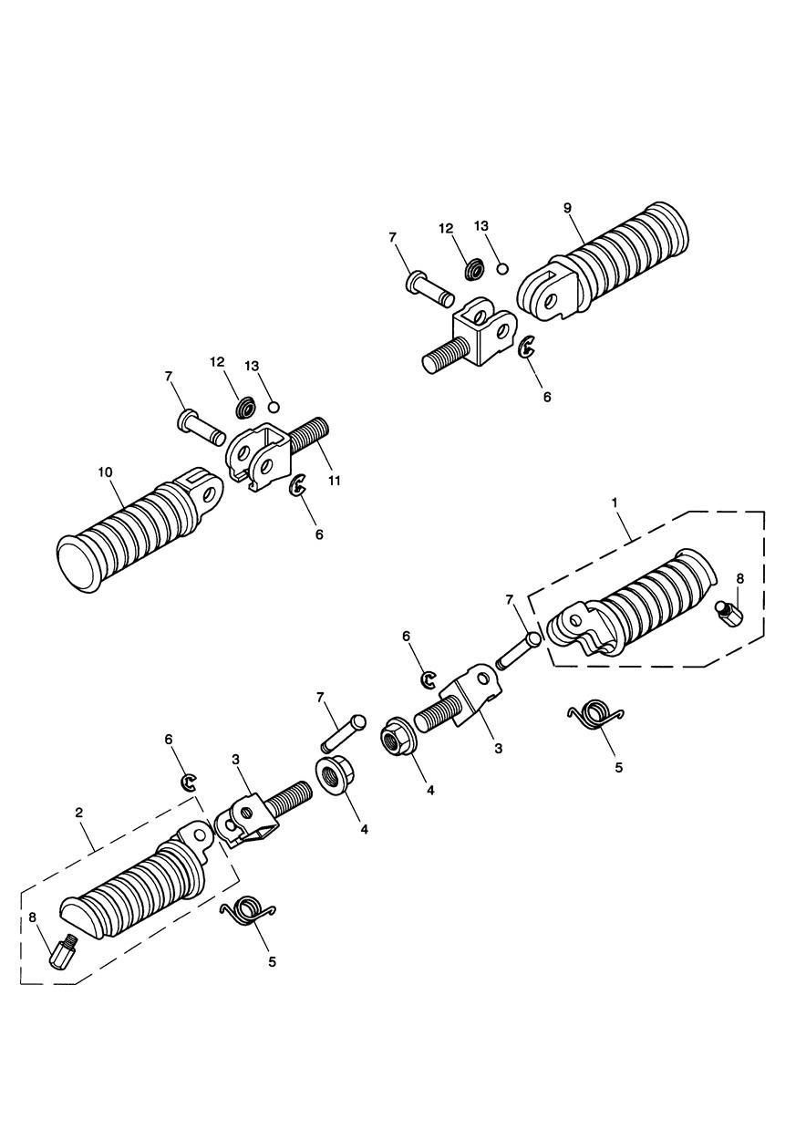 Footrests & Mountings exploded diagram