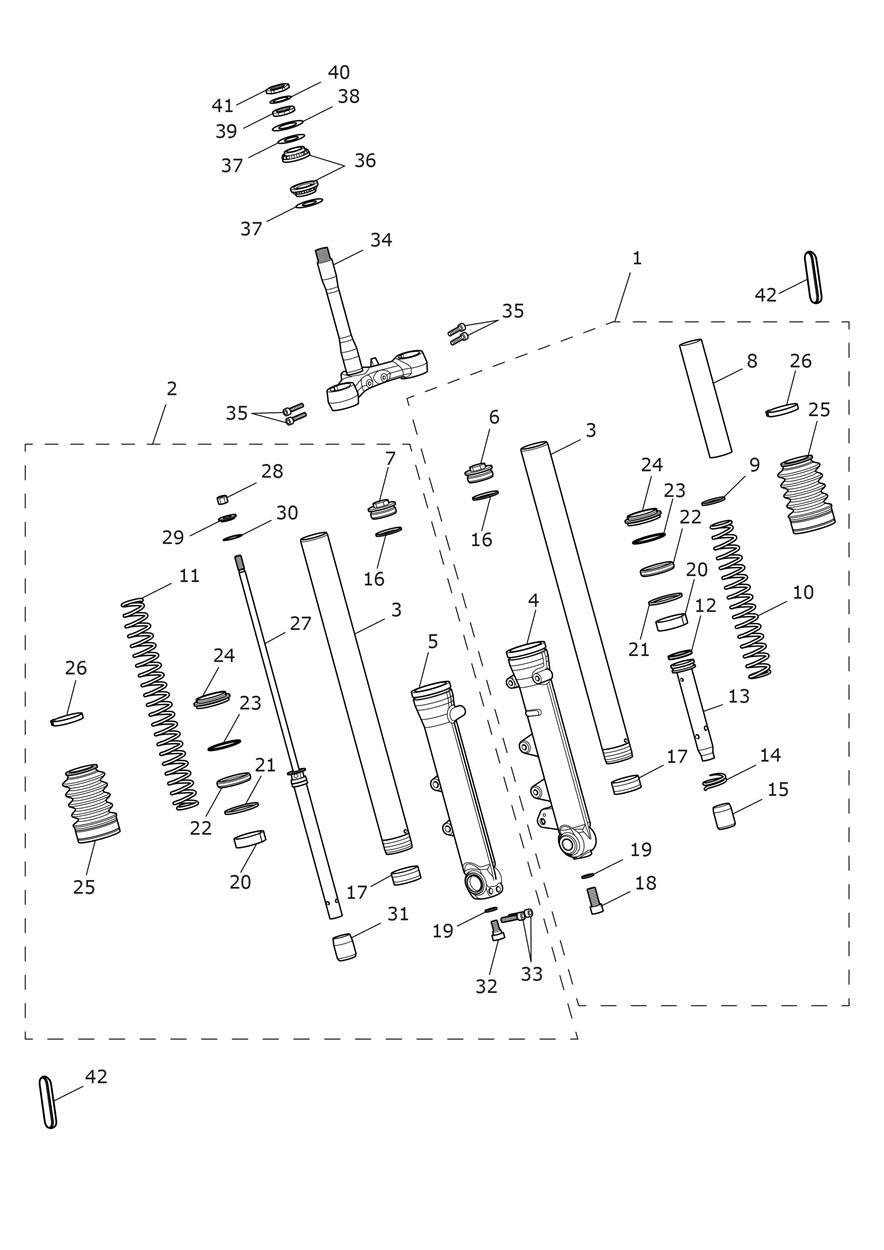 Front Forks & Lower Yoke exploded diagram