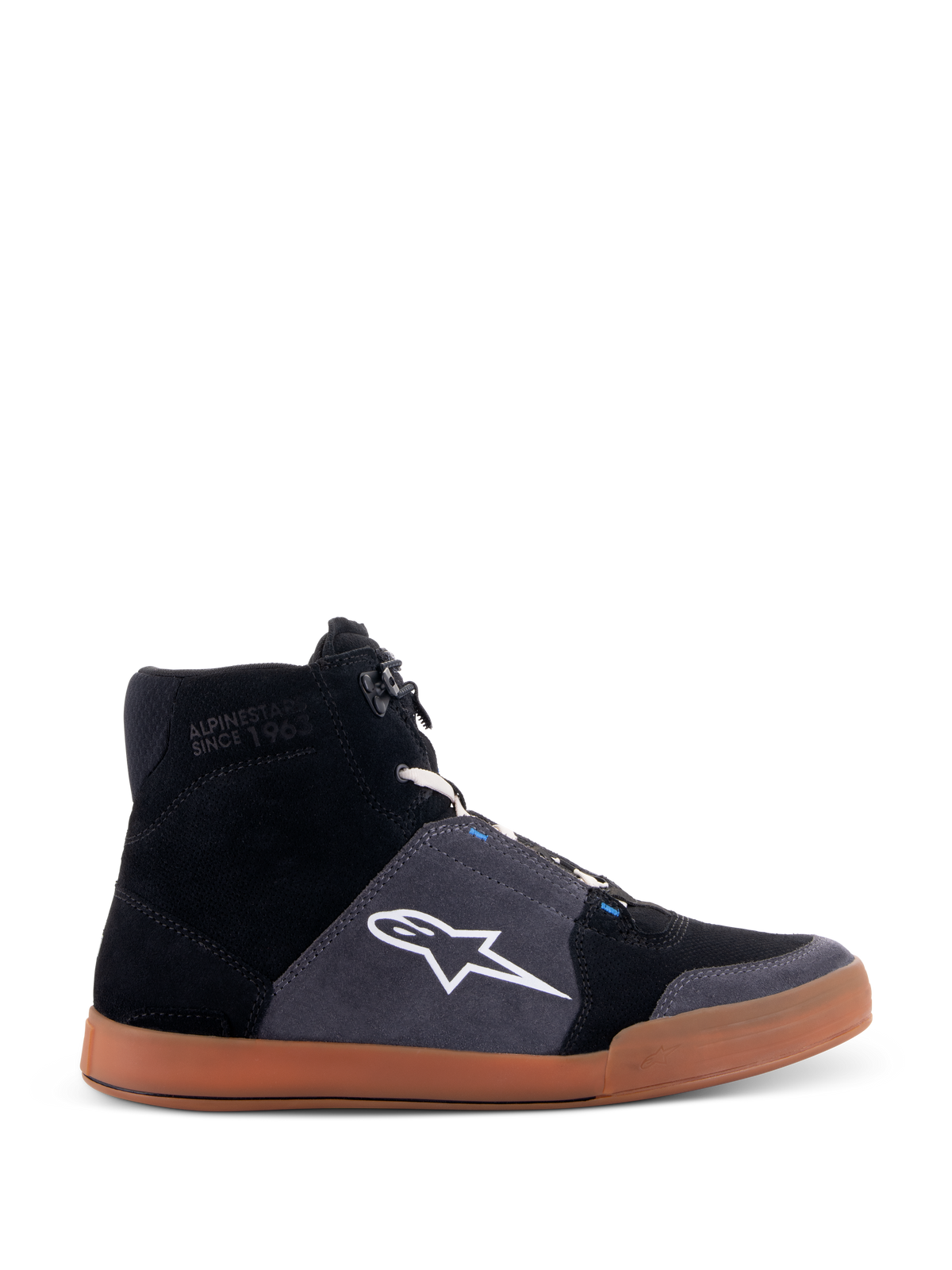 Alpinestars Chrome Shoes in Black/Asphalt/Gum Blue