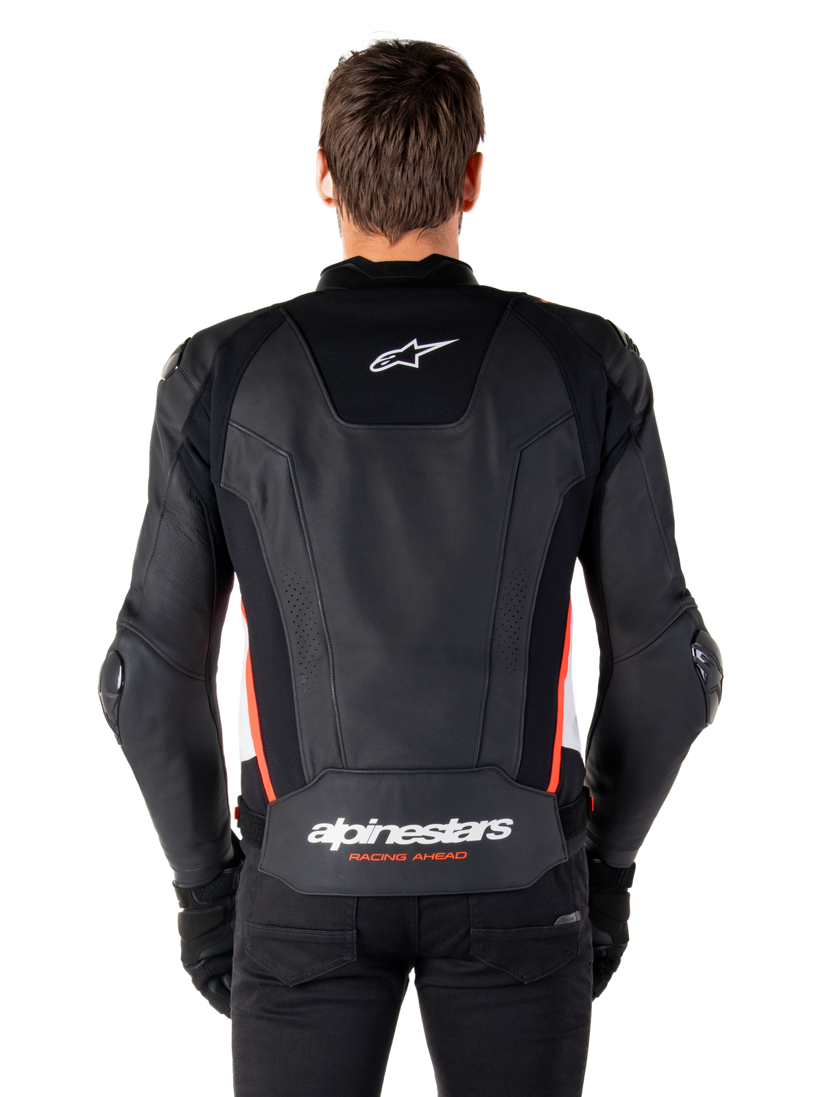 Alpinestars Missile v3 Leather Jacket in Black/White/Red Fluo