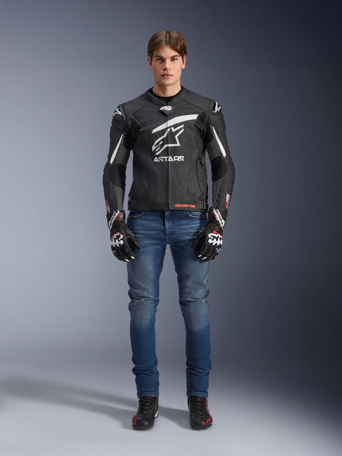 Alpinestars GP Plus R v4 Rideknit® Leather Jacket in Black/White