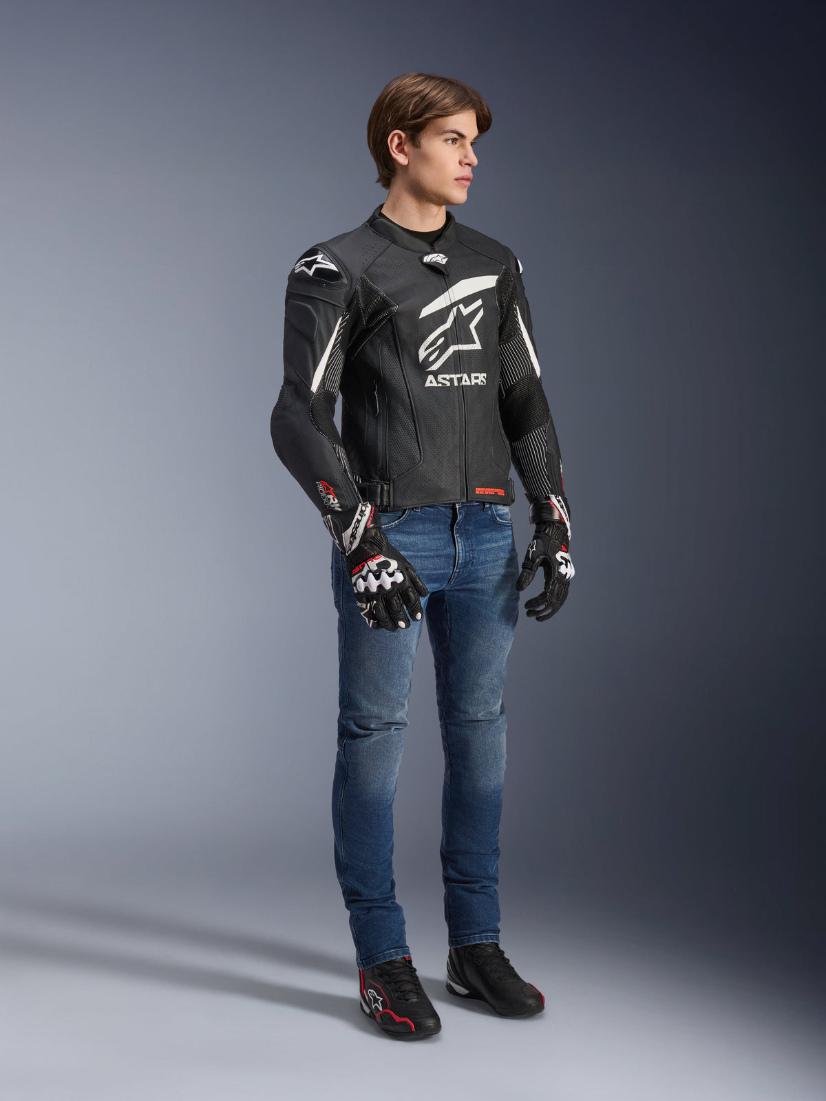 Alpinestars GP Plus R v4 Rideknit® Leather Jacket in Black/White