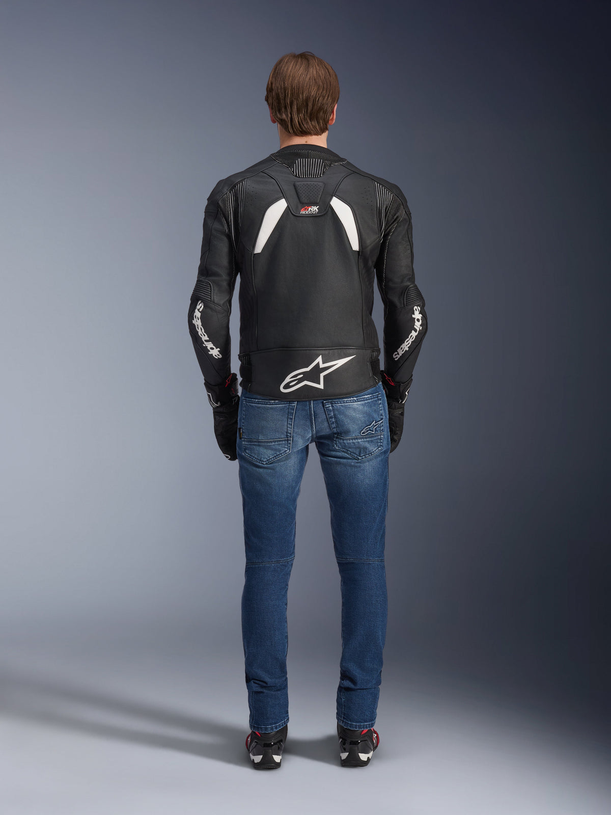 Alpinestars GP Plus R v4 Rideknit® Leather Jacket in Black/White