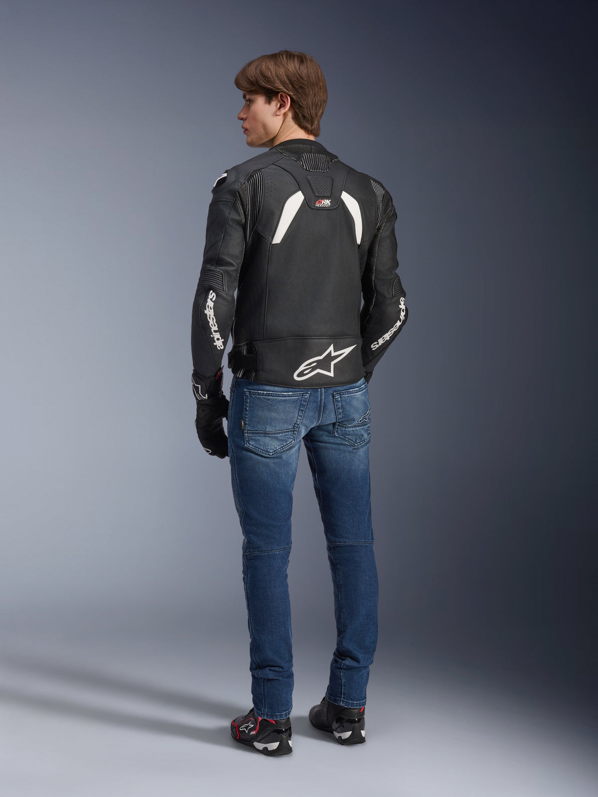 Alpinestars GP Plus R v4 Rideknit® Leather Jacket in Black/White