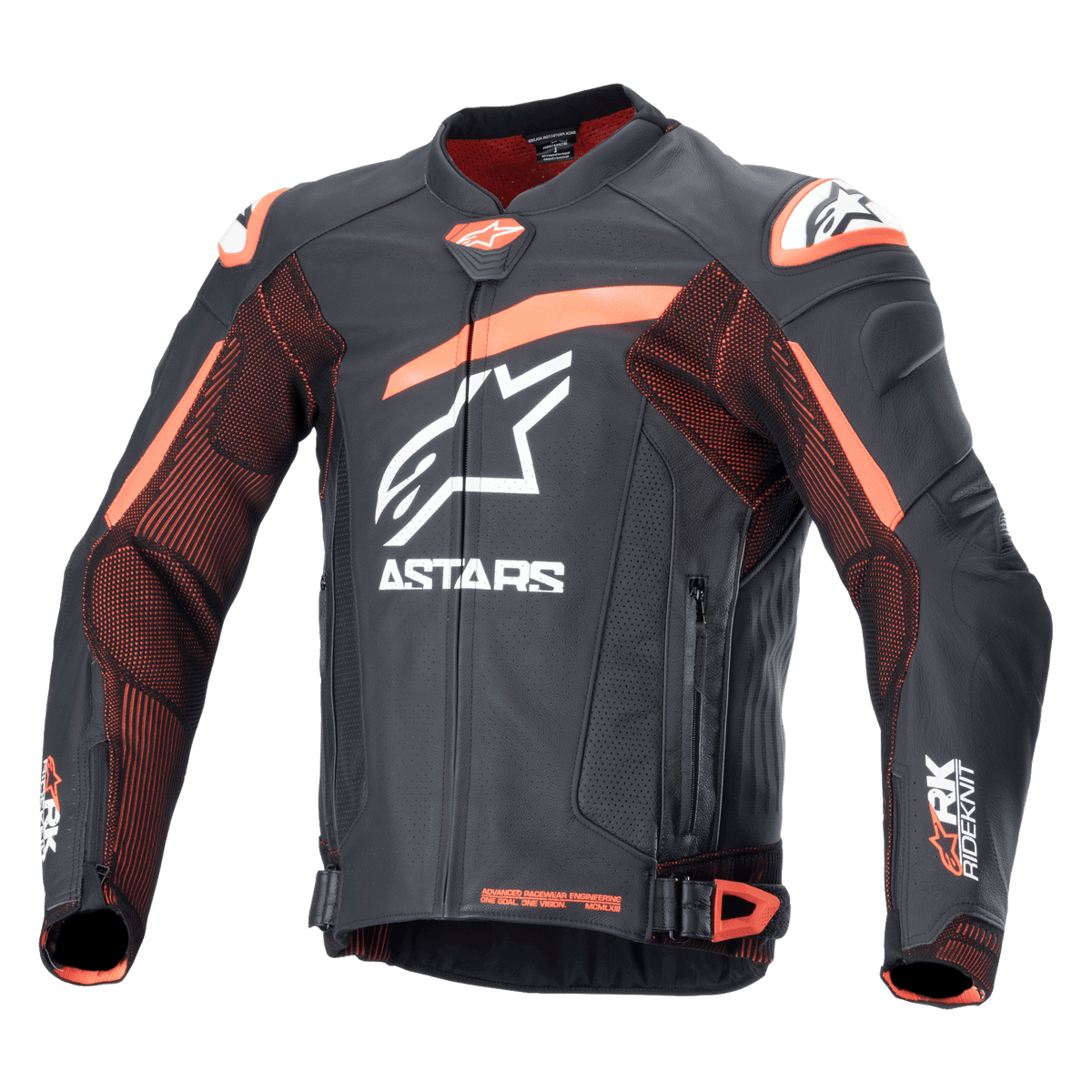 Alpinestars GP Plus R v4 Rideknit® Leather Jacket in Black/Red Fluo/White