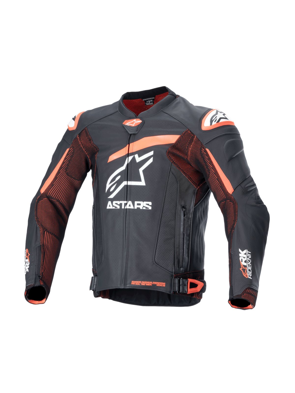 Alpinestars GP Plus R v4 Rideknit® Leather Jacket in Black/Red Fluo/White