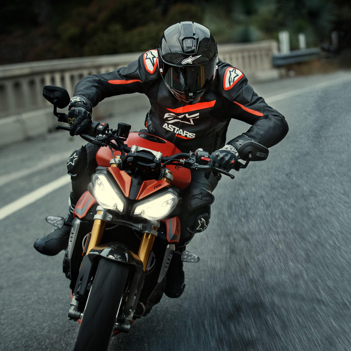 Alpinestars GP Plus R v4 Rideknit® Leather Jacket in Black/Red Fluo/White