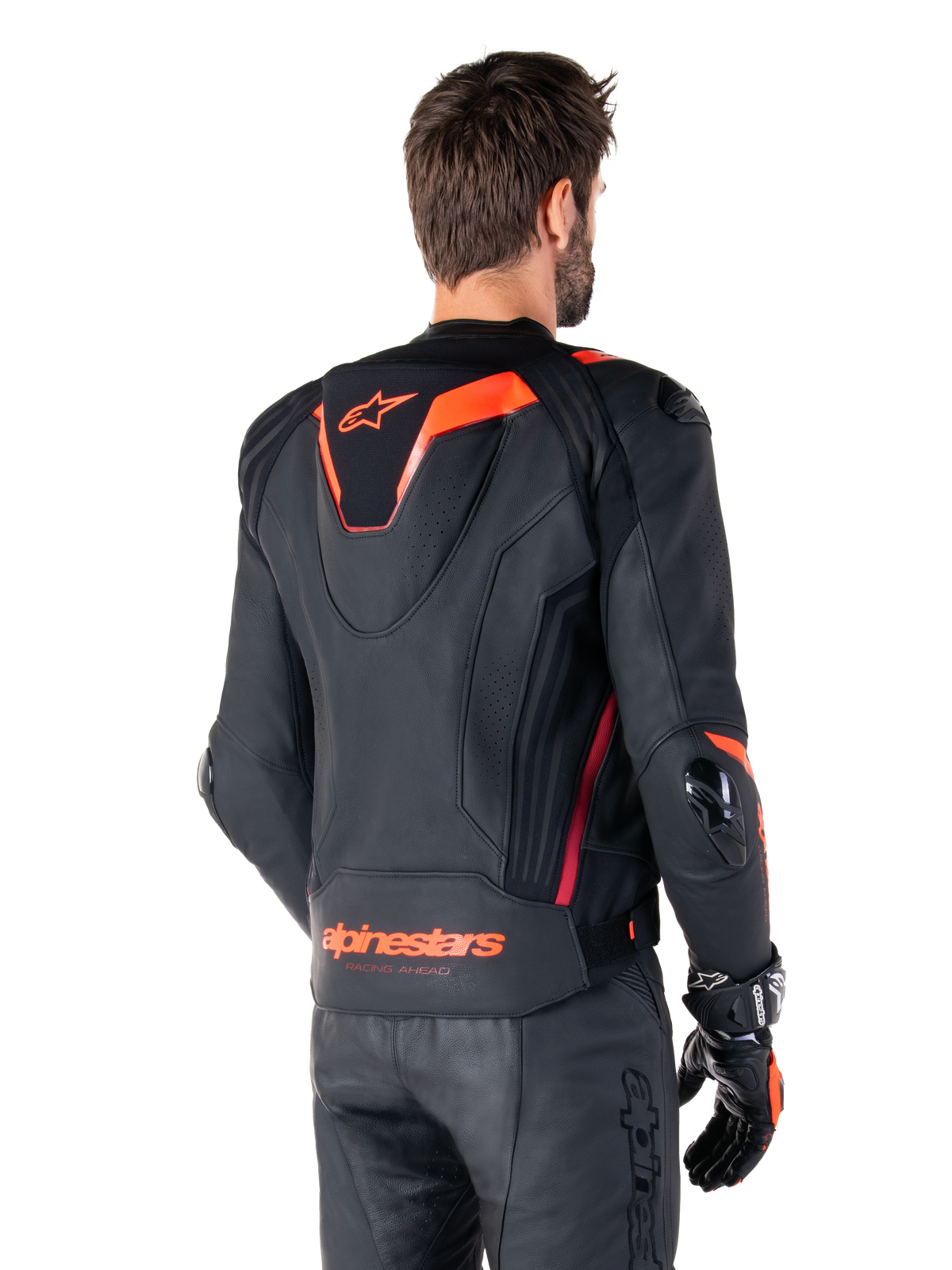 Alpinestars Missile v3 Ignition Leather Jacket in Black/Red Fluo/Dark Red