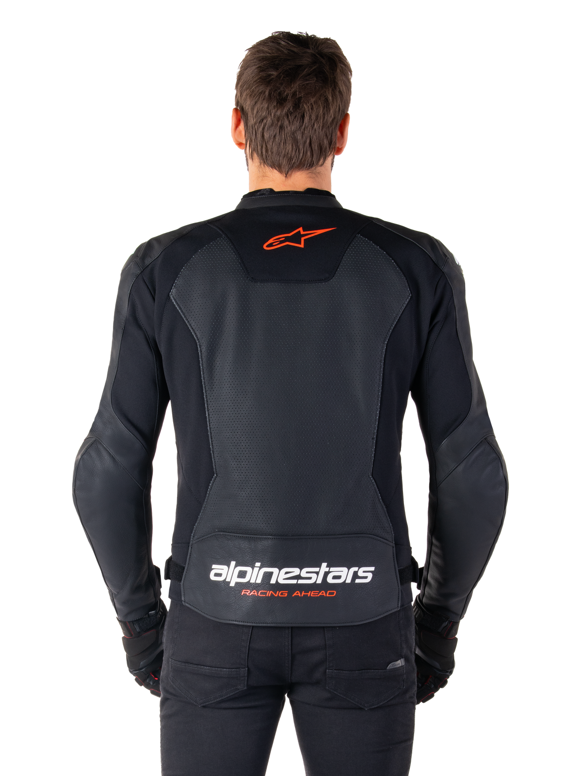 Alpinestars Faster v3 Airflow Leather Jacket in Black/Red Fluo