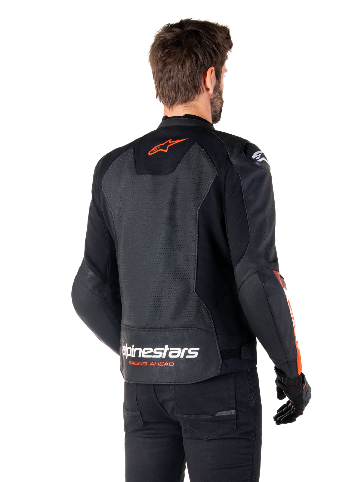Alpinestars Faster v3 Airflow Leather Jacket in Black/Red Fluo