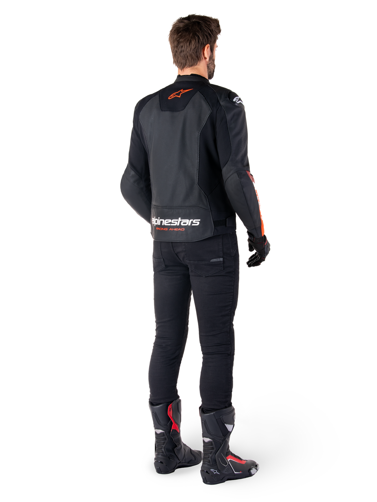 Alpinestars Faster v3 Airflow Leather Jacket in Black/Red Fluo