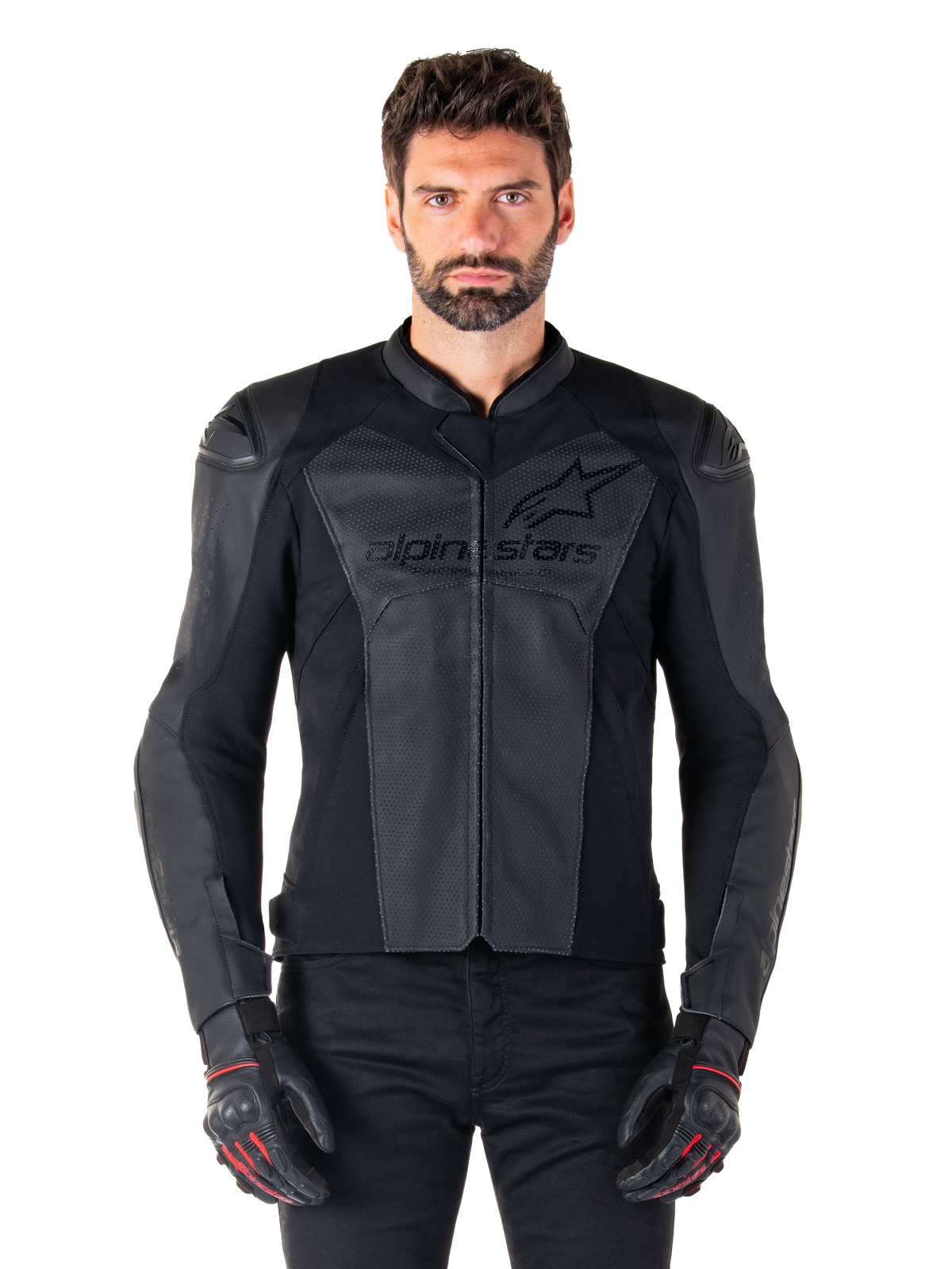 Alpinestars Faster v3 Airflow Leather Jacket in Black/Black