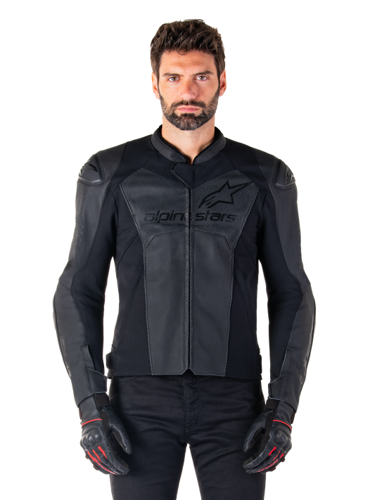 Alpinestars Faster v3 Airflow Leather Jacket in Black/Black