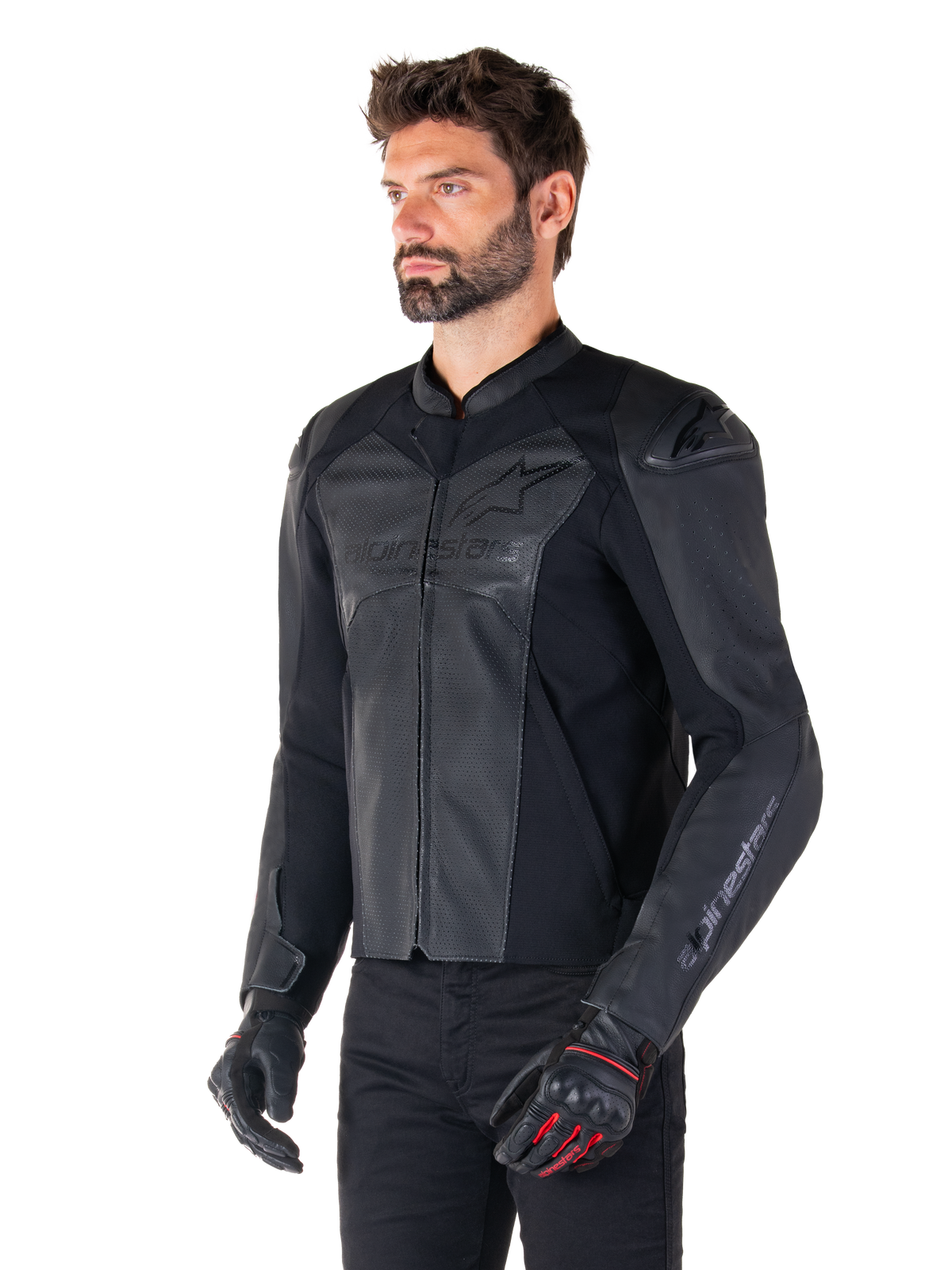 Alpinestars Faster v3 Airflow Leather Jacket in Black/Black