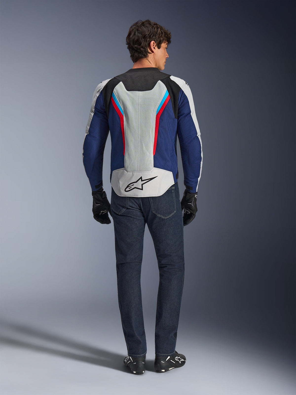 Alpinestars AST v3 Air Jacket in Silver/Deep Blue/Bright Red