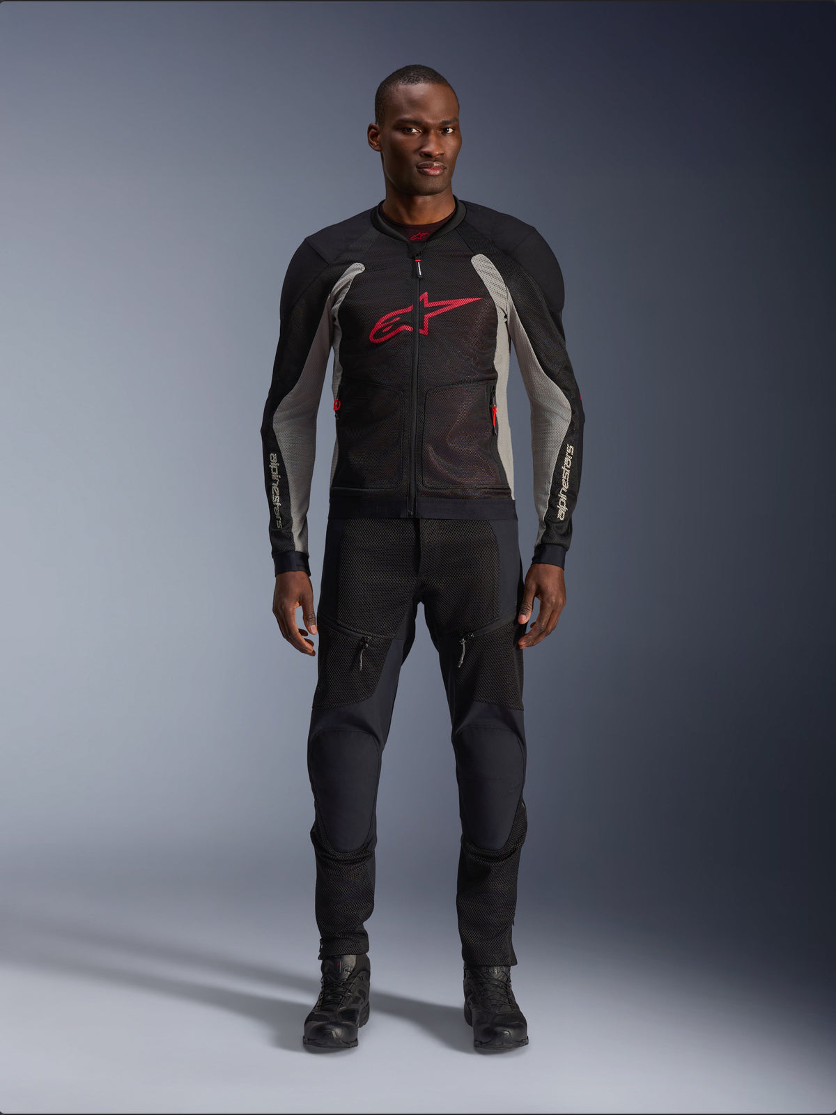 Alpinestars Troop-Air Jacket in Black/Ash Gray/Bright Red