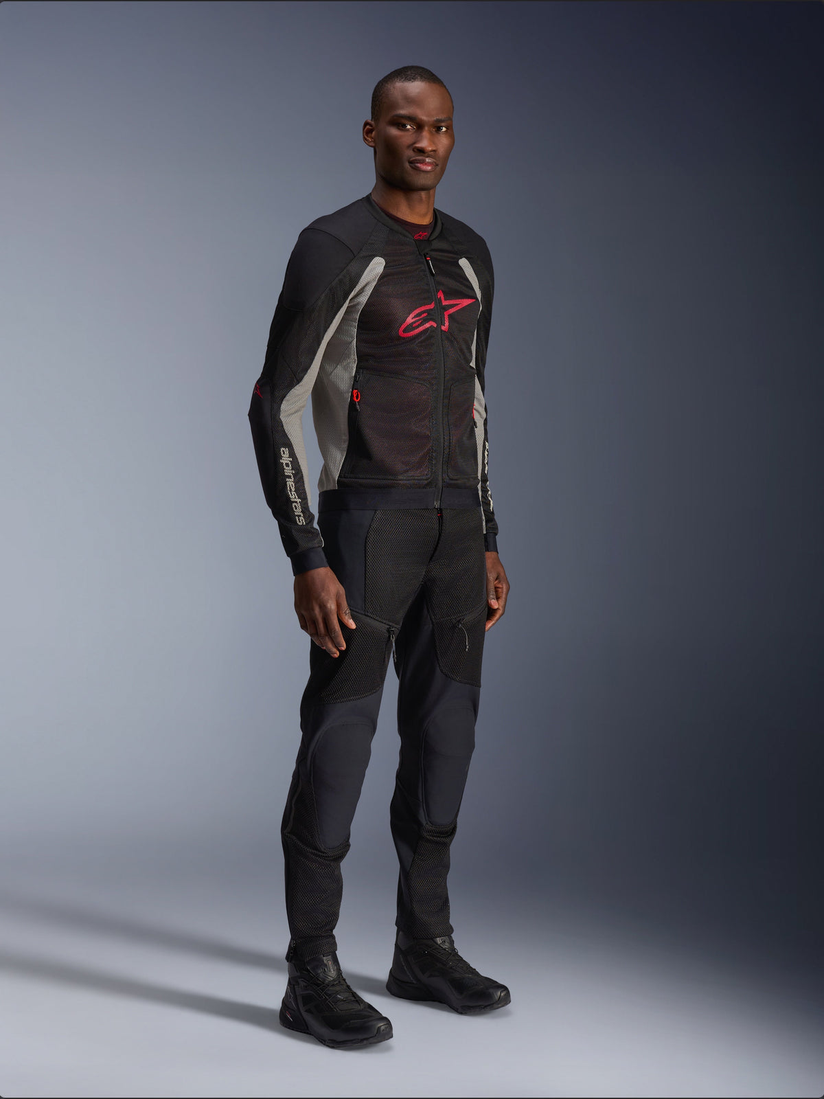Alpinestars Troop-Air Jacket in Black/Ash Gray/Bright Red