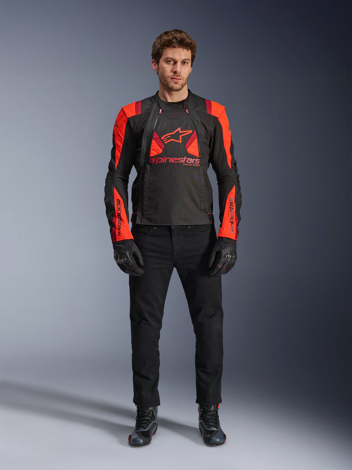 Alpinestars T-Stunt Air Jacket in Black/Red Fluo/Dark Red