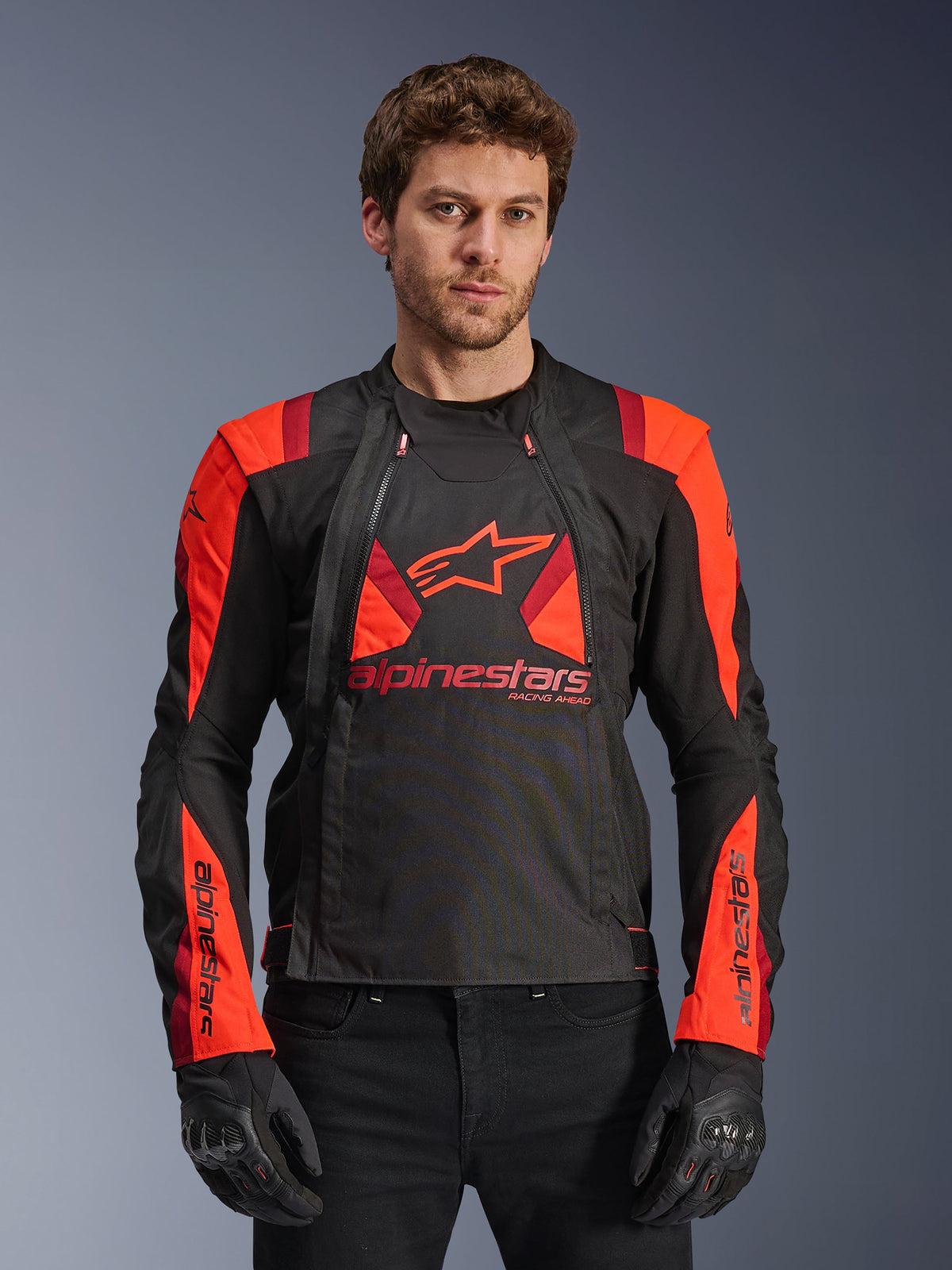 Alpinestars T-Stunt Air Jacket in Black/Red Fluo/Dark Red