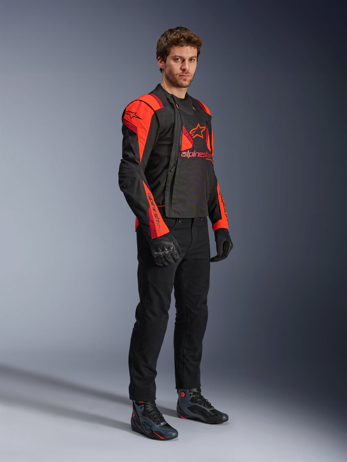 Alpinestars T-Stunt Air Jacket in Black/Red Fluo/Dark Red