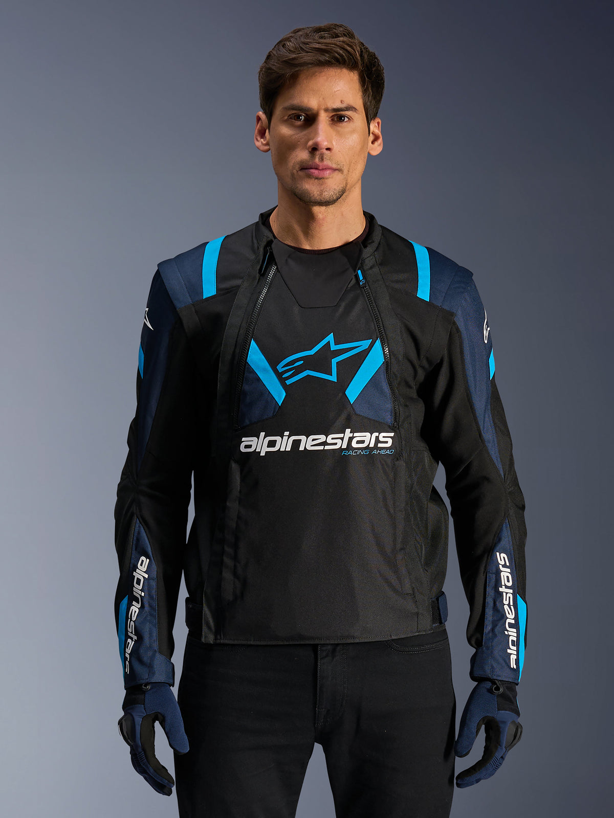 Alpinestars T-Stunt Air Jacket in Black/Dark Blue/Blithe Blue