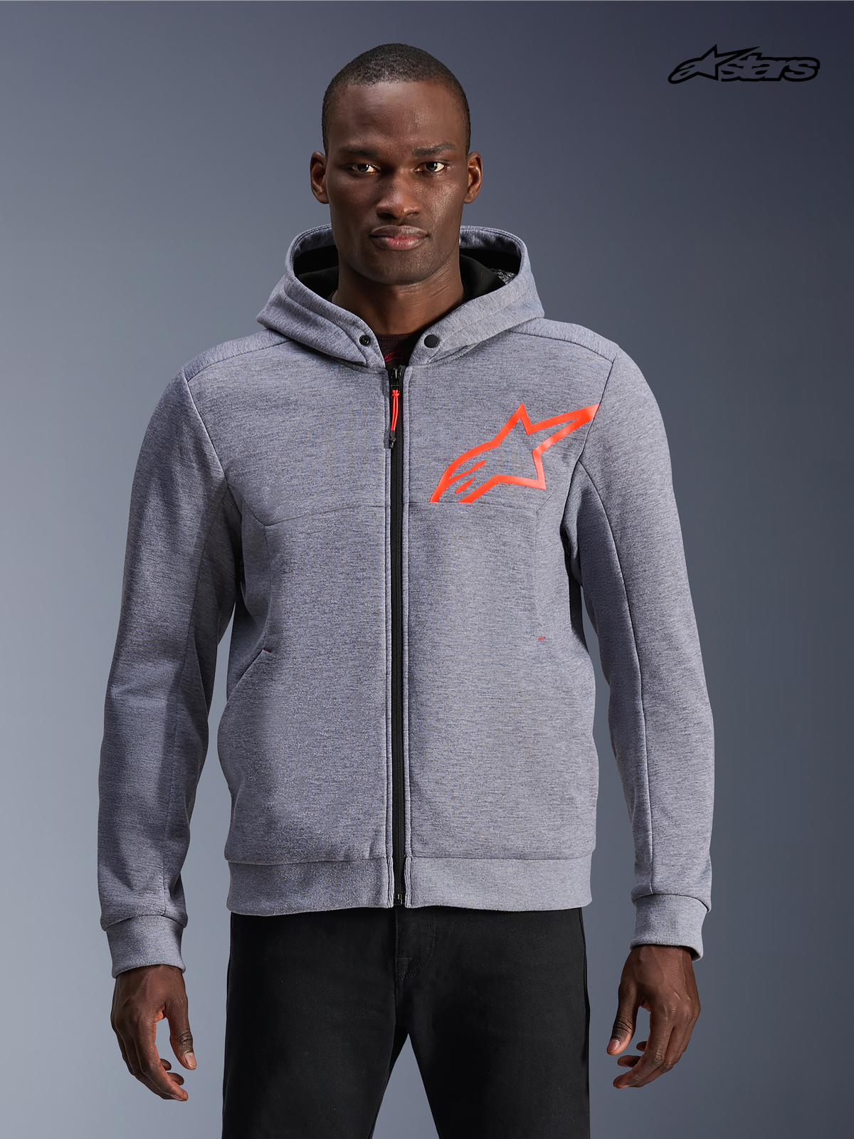 Alpinestars Chrome v2 Sport Hoodie in Heather Gray/Red Fluo