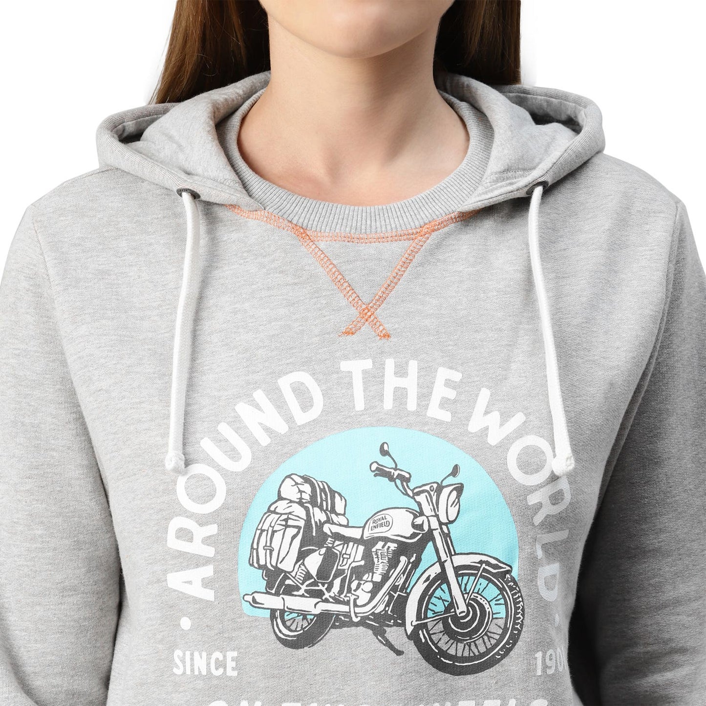 Royal Enfield Around The World Pullover Hoodie Grey