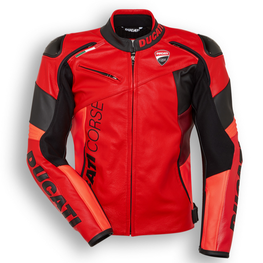 Ducati Corse C6 Leather Jacket by Dainese - Red/Black