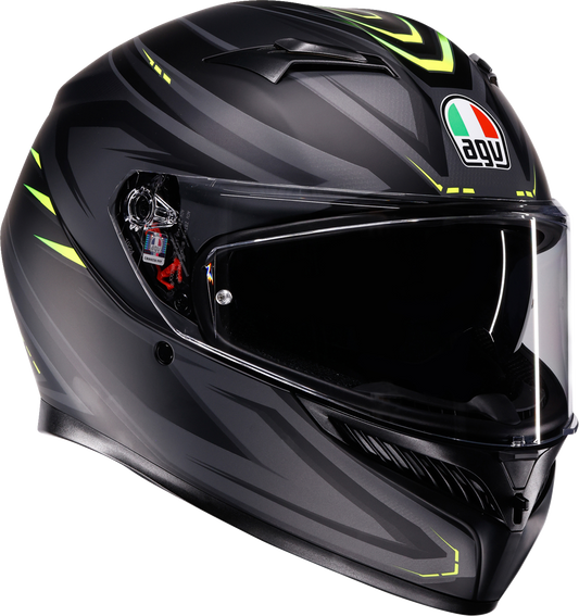 AGV K3 Syth Helmet in Matte Black/Yellow Fluo