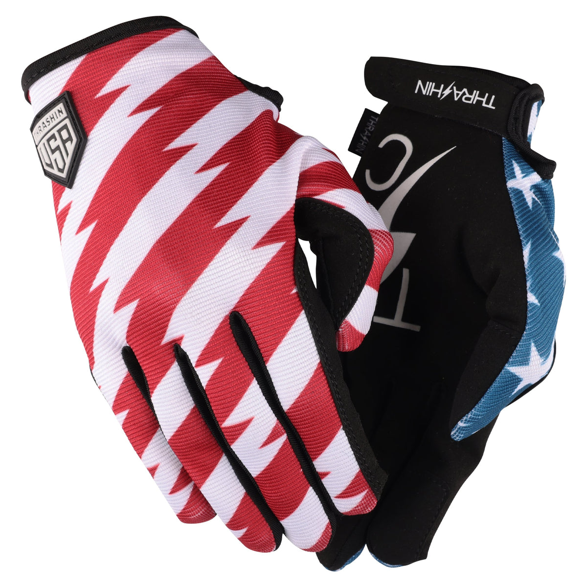 Thrashin Supply Stars & Bolts Stealth Gloves in Red/Blue