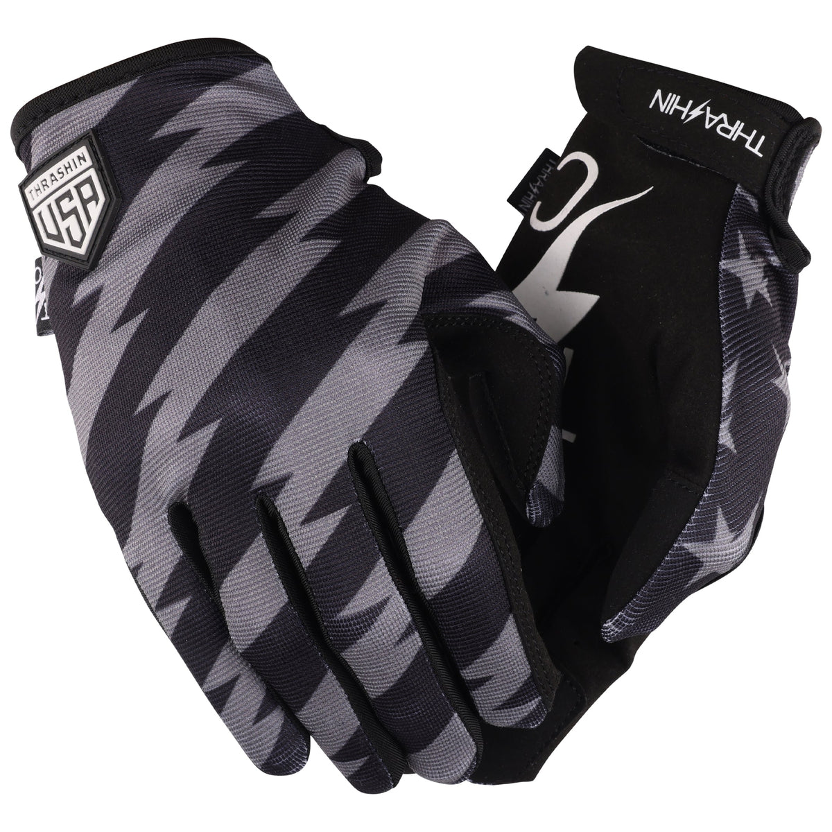Thrashin Supply Stars & Bolts Stealth Gloves in Black/Gray