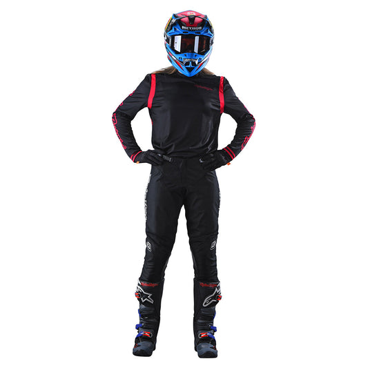 Womens GP Jersey Mono Black / Flo Red