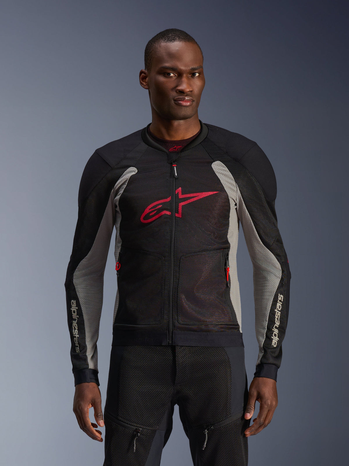 Alpinestars Troop-Air Jacket in Black/Ash Gray/Bright Red