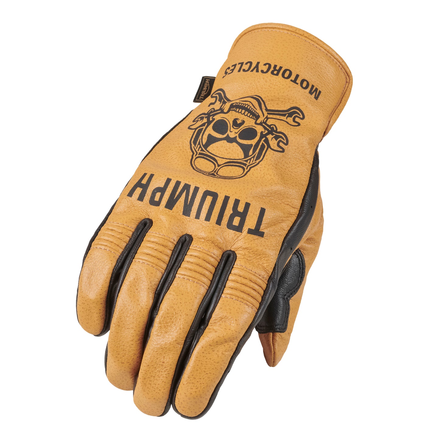 Triumph Hello Moto Gloves Gold / Black, back view