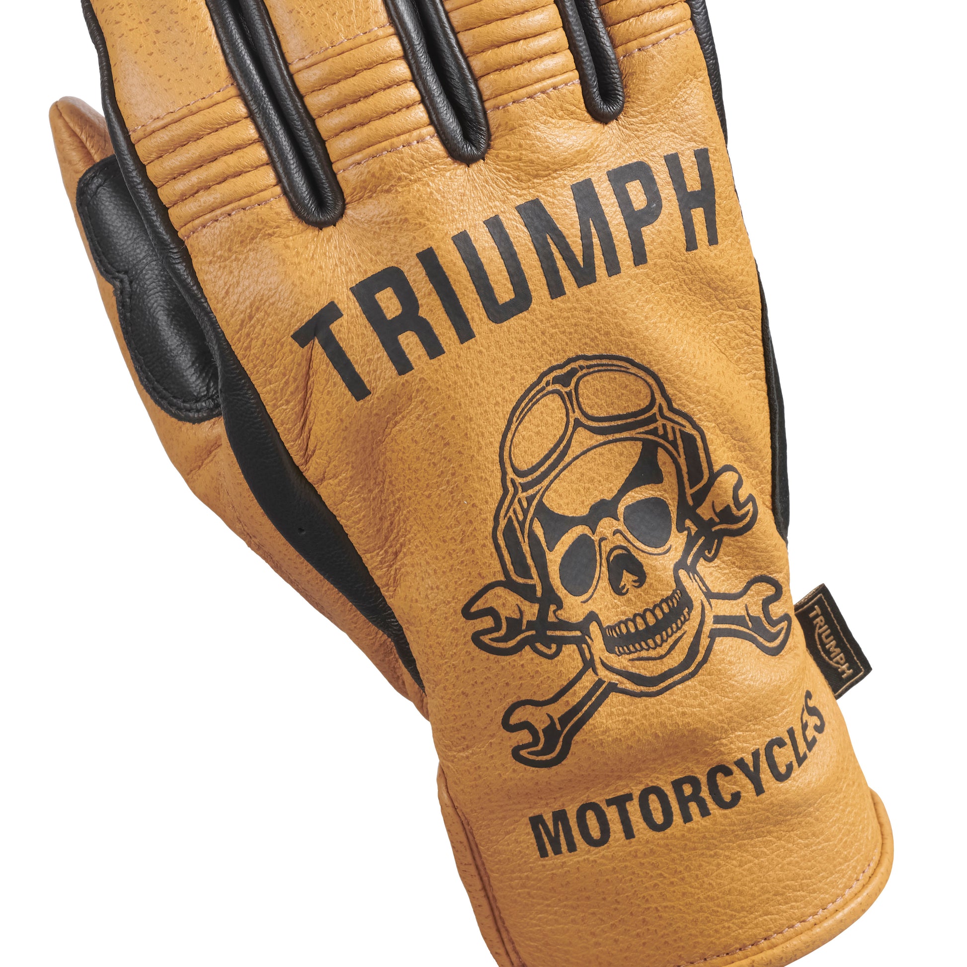 Triumph Hello Moto Gloves Gold / Black, detail view